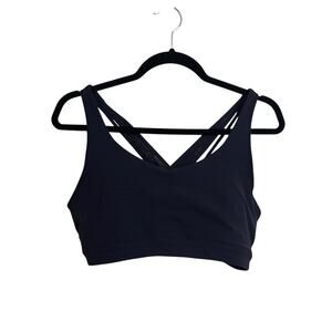 Athleta Sports Bra Womens Large Dark Blue Transcendence Powervita Strappy Back